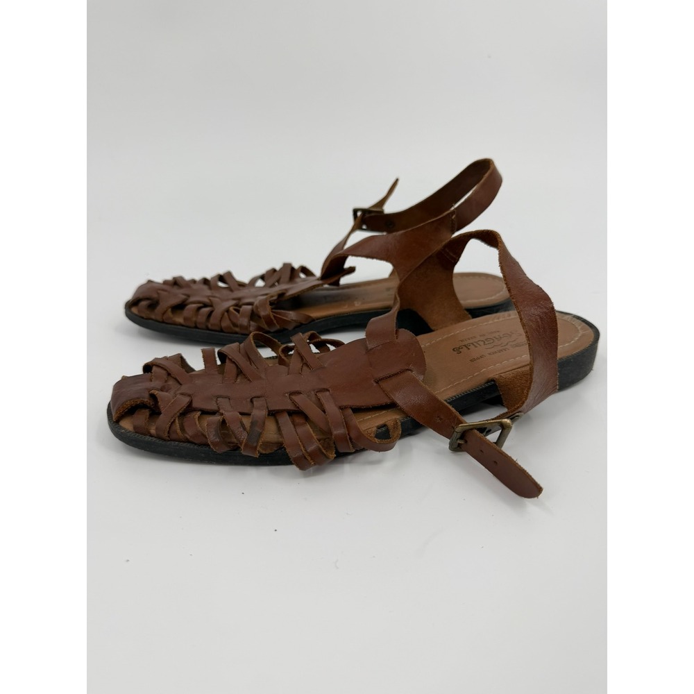 Seagulls Huarache Sandals Fisherman 90s Vintage Womens Size 10M Brown Leather